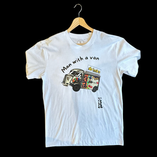 T Shirt White Man with a (Drinks) Van